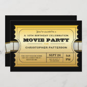 Invitation Billet d'or d'admission de fête d'anniversaire de (Devant / Derrière)