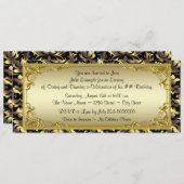 Invitation Billet d'or élégant fête d'anniversaire (Devant / Derrière)