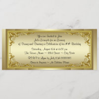 Billet d'or élégant fête d'anniversaire