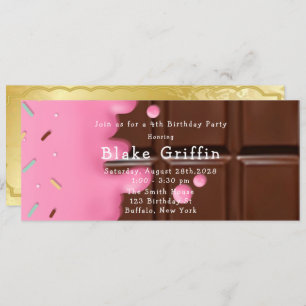 Invitation Billet d'or Pink Chocolate Bar