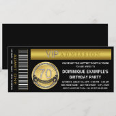 Invitation Billet d'or pour fête d'anniversaire 70 ans (Devant / Derrière)