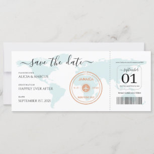 Invitation Billet du plan de mariage de destination Enregistr