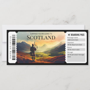 Invitation Billet Editable Scotland Plane Boarding Pass