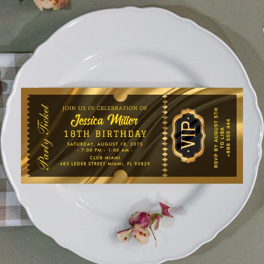 Invitation Billet élégant pour l'événement VIP Gold