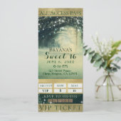 Invitation Billet Enchanted Forest Green Blue Lights Sweet 16 (Debout devant)