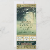 Invitation Billet Enchanted Forest Green Blue Lights Sweet 16 (Devant)