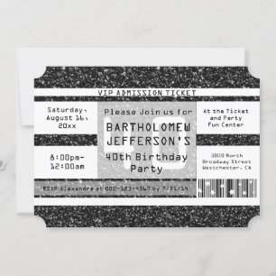 Invitation Billet fête du 40e anniversaire, Black Shimmer