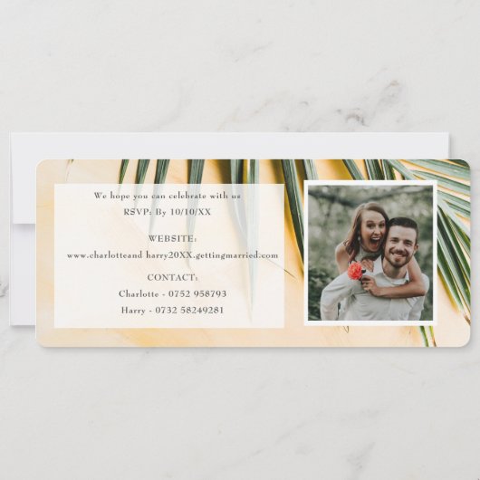 Invitation Billet Fidji Mariage Destination (Dos)
