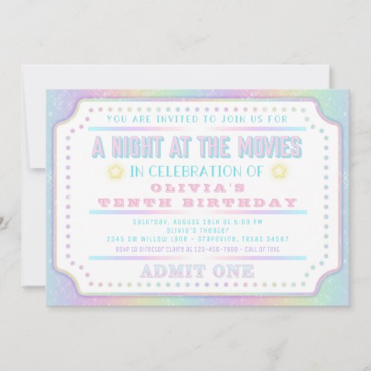Invitation Billet Filet Fille Fête Anniversaire (Devant)