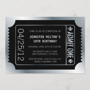 Invitation Billet film argent