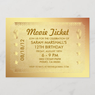 Invitation Billet film d'or