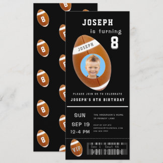 Invitation Billet Football Photo personnalisée Anniversaire