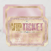 Invitation Billet glamour Gold & Pink Diamonds (Devant / Derrière)