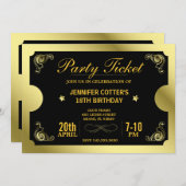 Invitation Billet Golden Party (Devant / Derrière)