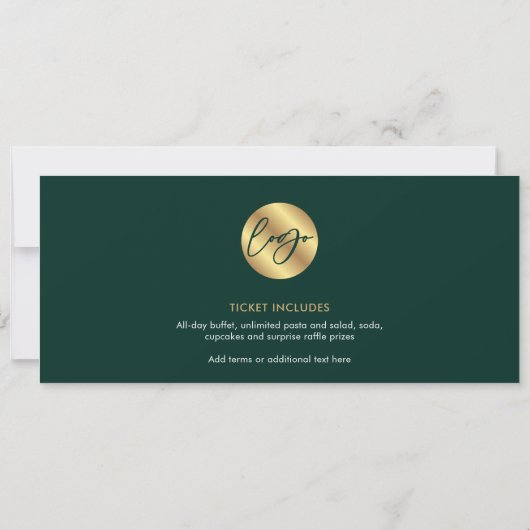 Invitation Billet Green & Gold Business Logo Admettre un (Dos)