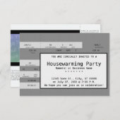 Invitation billet gris de concert de pendaison de crémaillère (Devant / Derrière)