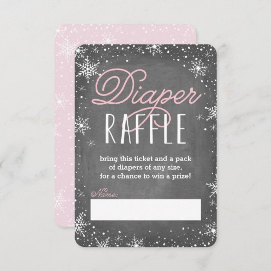 Invitation Billet hiver Snowflake rose Bébé Déchets Raffle (Devant / Derrière)