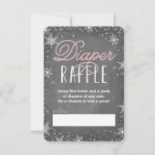 Invitation Billet hiver Snowflake rose Bébé Déchets Raffle (Devant)