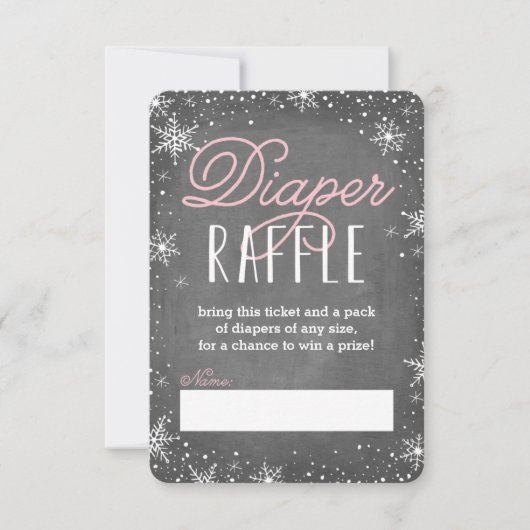 Invitation Billet hiver Snowflake rose Bébé Déchets Raffle (Devant)