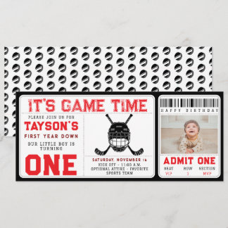 Invitation Billet Hockey première année en bas 1er anniversai