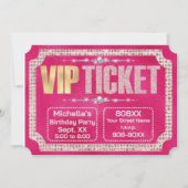 Invitation Billet Hot Rose & Gold Diamonds et Parties scintil (Devant)