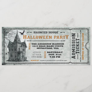 Invitation Billet II de partie de Halloween hanté par cru de