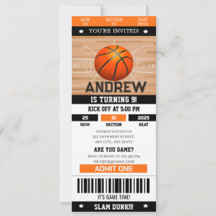 Invitation Billet individuel Slam Dunk Anniversaire Bash Spor
