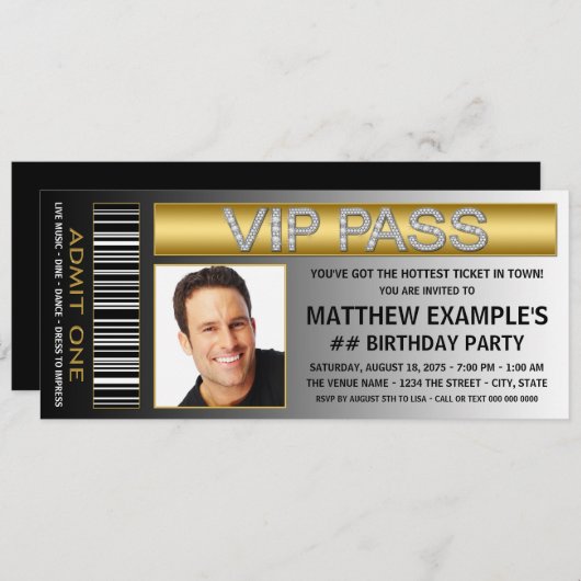 Invitation Billet Mans Anniversaire (Devant / Derrière)