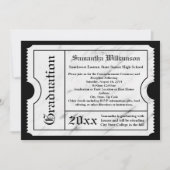 Invitation Billet Marbre blanc Moderne Graduation (Devant)