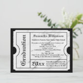 Invitation Billet Marbre blanc Moderne Graduation (Debout devant)