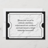 Invitation Billet Marbre blanc Moderne Graduation (Dos)