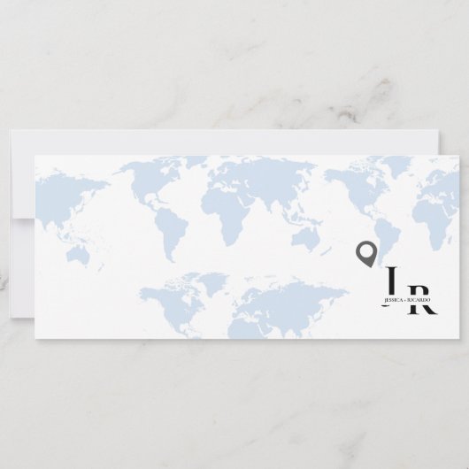 Invitation Billet mariage monogramme du pass Dusty Blue Board (Dos)