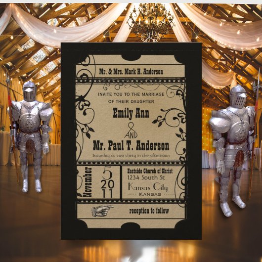Invitation Billet Mariage Renaissance Médiévale Rustique