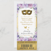 Invitation Billet Mascarade Floral Lilac Quinceañera (Dos)