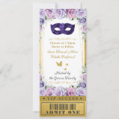 Invitation Billet Mascarade Floral Lilac Quinceañera (Dos)