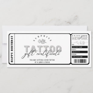 Invitation Billet modèle de bon de tatouage personnalisé