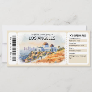 Invitation Billet modifiable Los Angeles Plane, LA Trip
