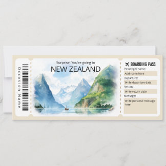 Invitation Billet modifiable New Zealand Plane, Nouvelle-Zéla