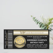 Invitation Billet Noir et Or 50e anniversaire (Debout devant)