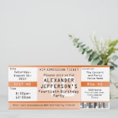 Invitation Billet Orange 40th Birthday Party (Debout devant)