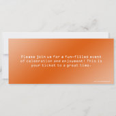 Invitation Billet Orange 40th Birthday Party (Dos)