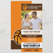Invitation Billet Orange Basketball Couples Baby shower Photo (Devant / Derrière)