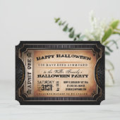 Invitation Billet Orange & Black Admet Une Fête D'Halloween (Debout devant)