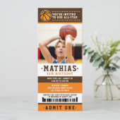 Invitation Billet Orange Brown Basket Photo Anniversaire (Debout devant)