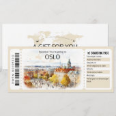 Invitation Billet Oslo Avion modifiable, Norvège Voyage (Devant / Derrière)