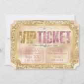 Invitation Billet Parties scintillant or & rose et diamants (Devant)