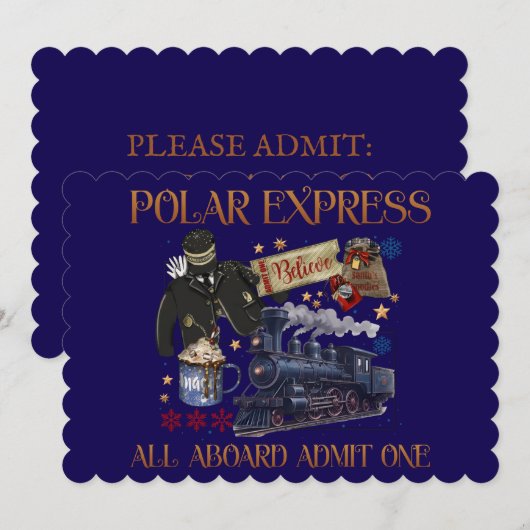 Invitation Billet personnalisé pour le Polar Express (Devant / Derrière)