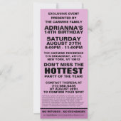 Invitation Billet photo Lilac Purple VIP fête d'anniversaire (Dos)