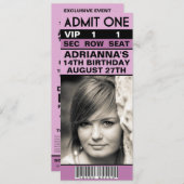 Invitation Billet photo Lilac Purple VIP fête d'anniversaire (Devant / Derrière)