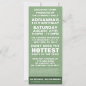 Invitation Billet photo Pistachio Green VIP fête d'anniversai (Dos)